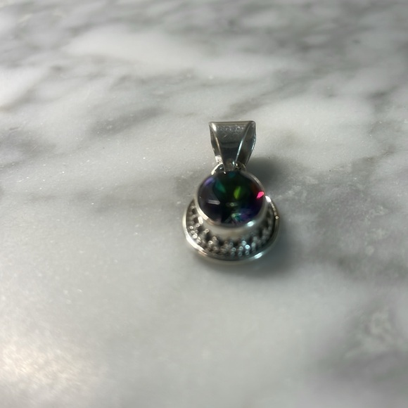 Mystic topaz 925 sterling silver pendant - Picture 4 of 6